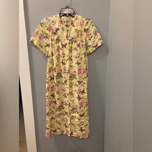 Bobbie Brooks Housecoat MuMu  floral butterfly purple size medium pearl snaps